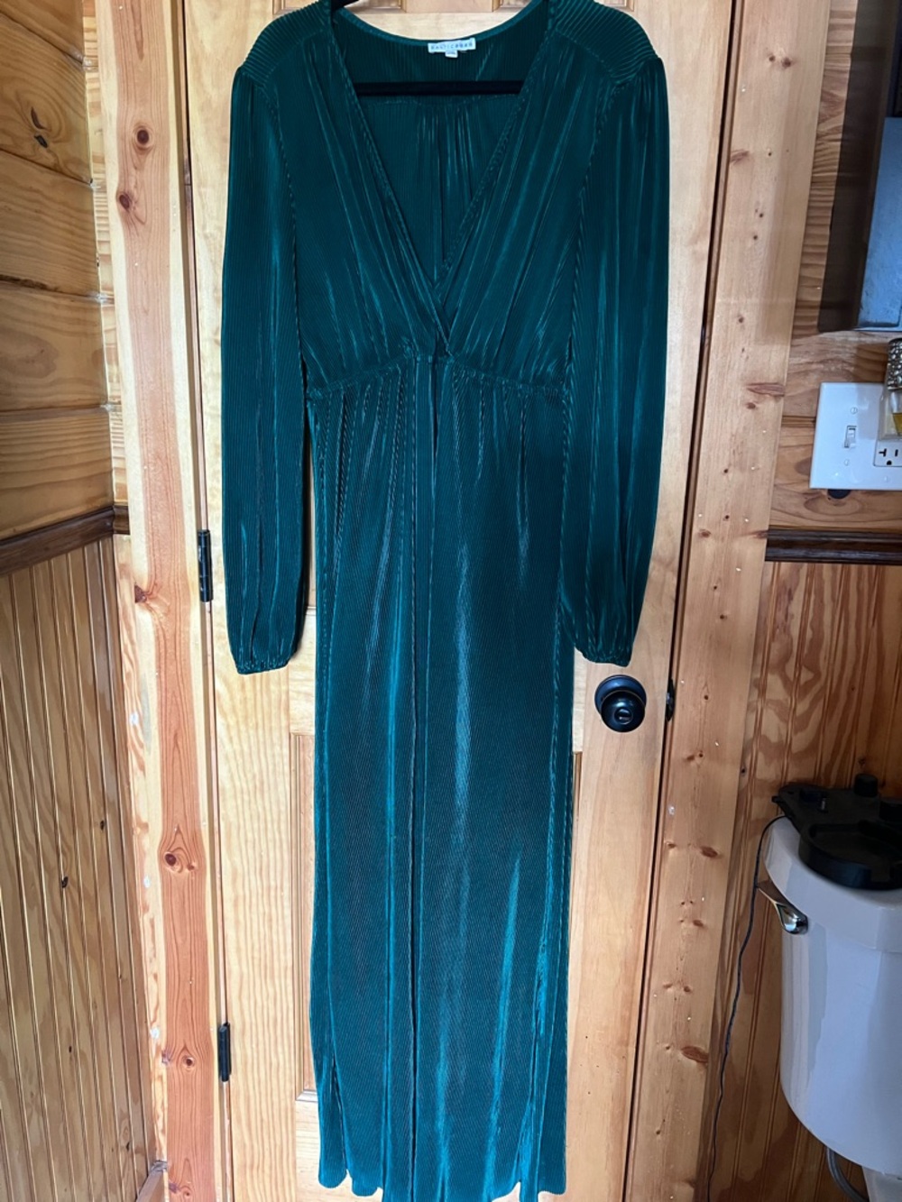 Baltic Born Teal Green Long Sleeve V-Neck Maxi Dress